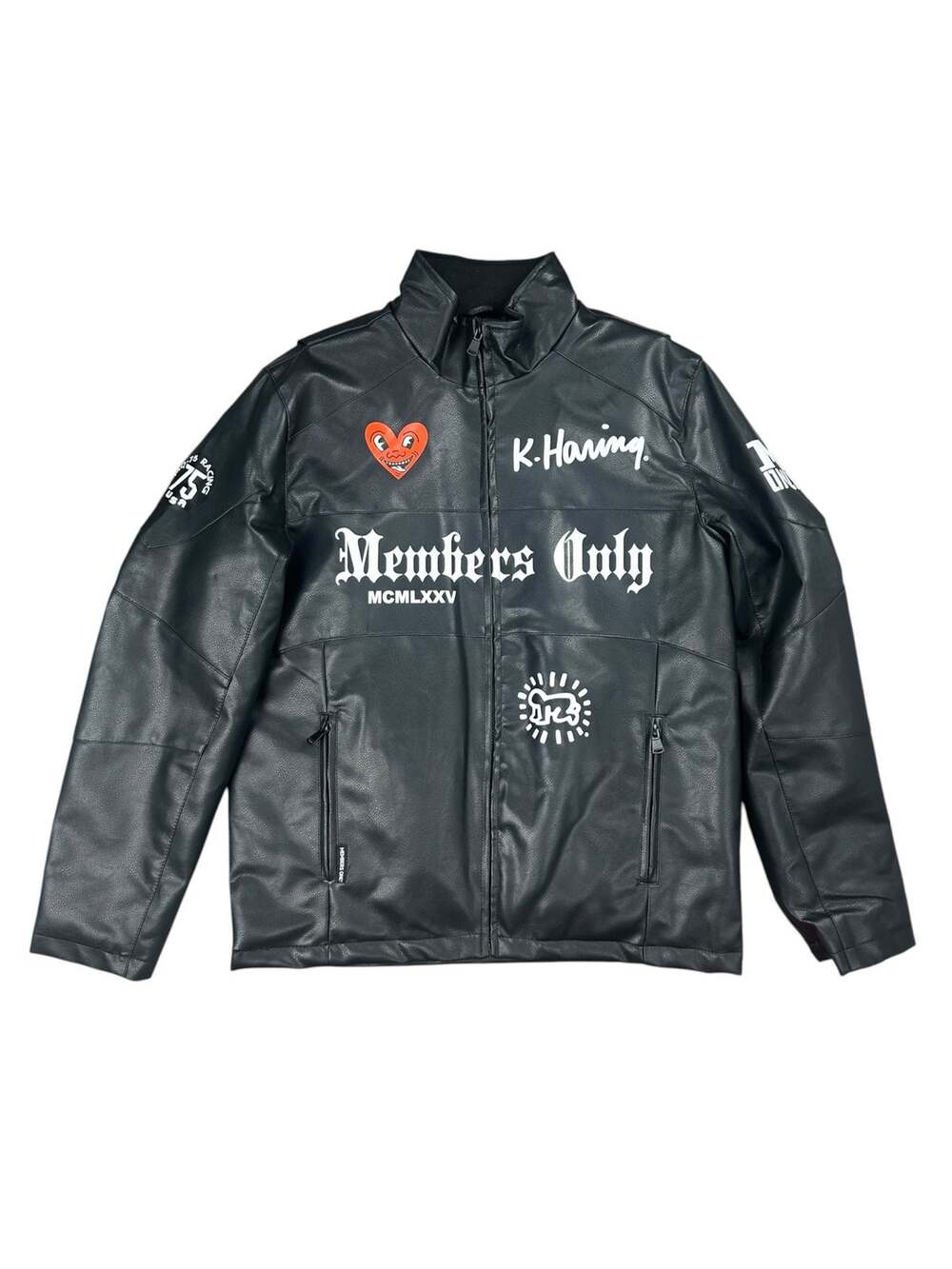 Members Only x Keith Haring Paradise Garage Racing Faux Leather Jacket — Medium